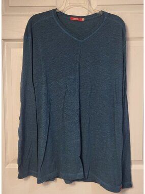 Agave Blue Long Sleeve V-neck T shirt Size XXL American Made